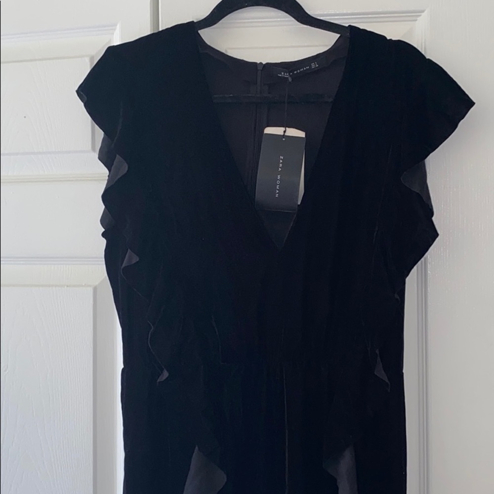 Black Zara Velour Jumpsuit
